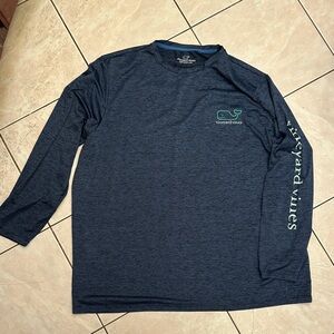 Vineyard Vines Men's Heathered Blue Long Sleeve Tee